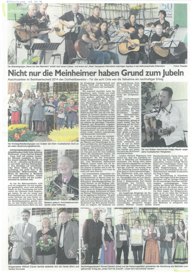 Abschlussveranstaltung Bezirksentscheid Mittelfranken Presse Meinheim