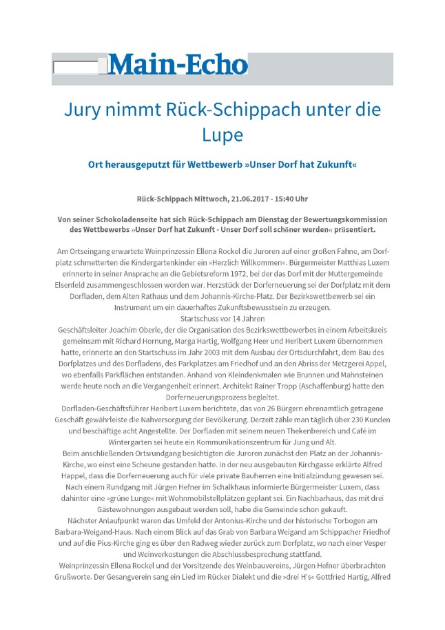 Presseartikel Bezirksentscheid Unterfranken Rück-Schippach 1
