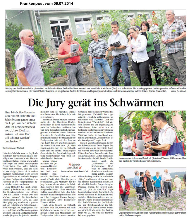 Bezirksentscheid Oberfranken Presse Habnith