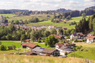 Das Dorf in der Landschaft.